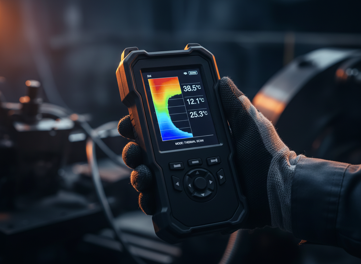 Engineer using a thermal imaging device